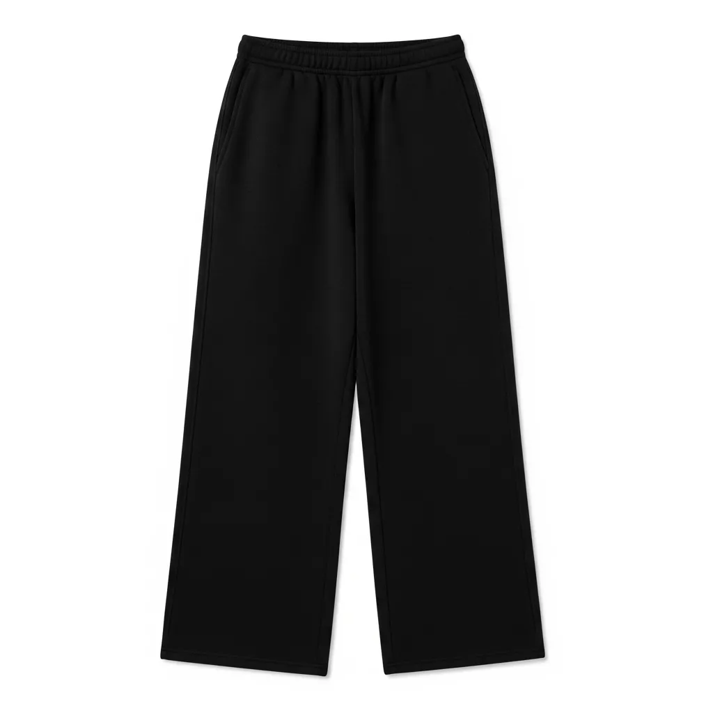 Black Sponge Fleece Straight Leg Sweatpant
