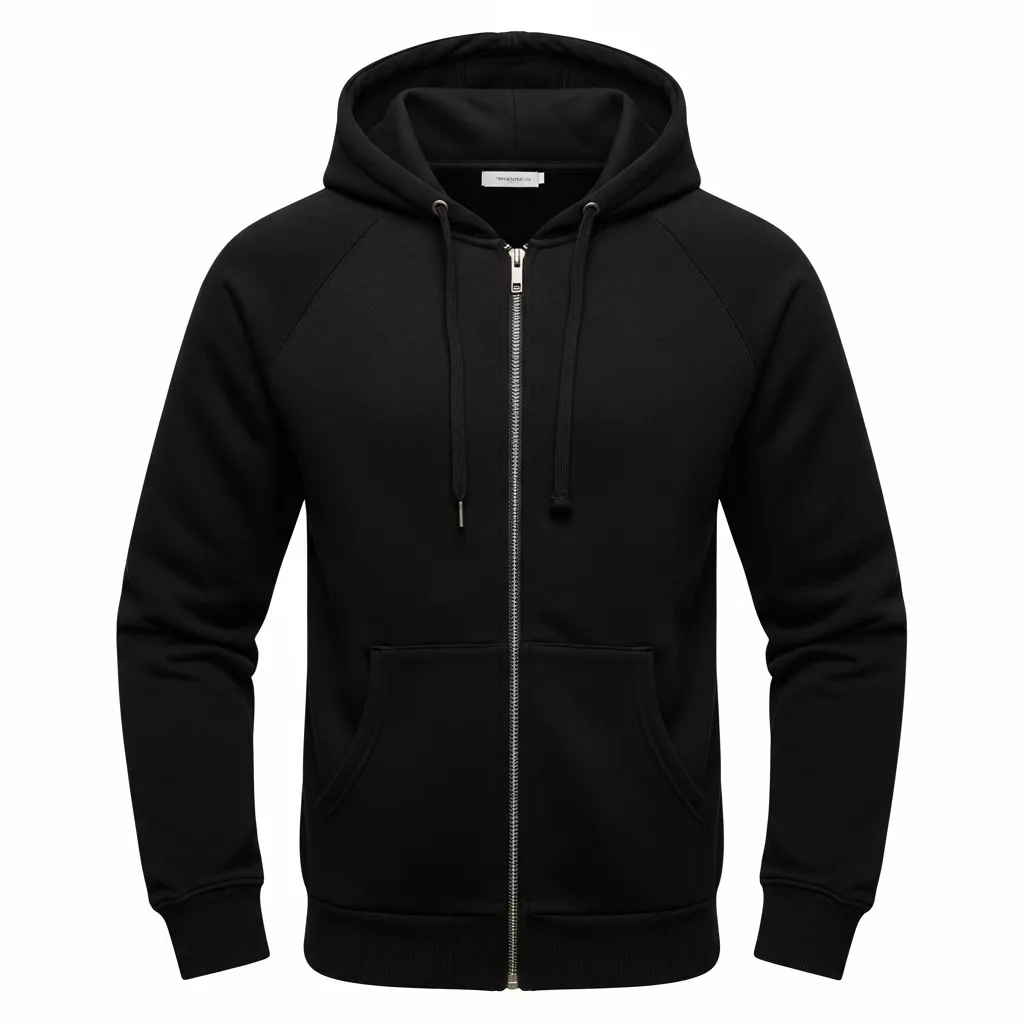 Black Zip Hooded Sweatshirt