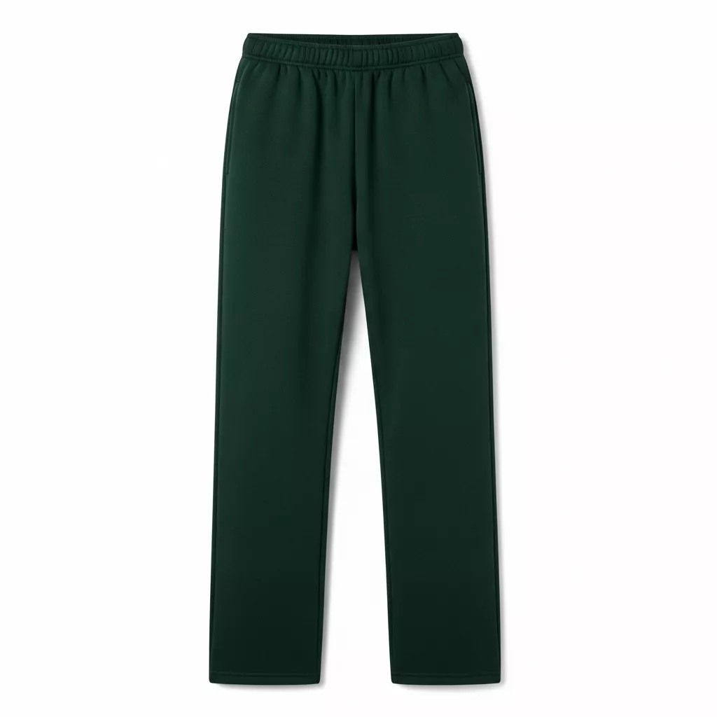 Green Open-Bottom Sweatpants with Pockets