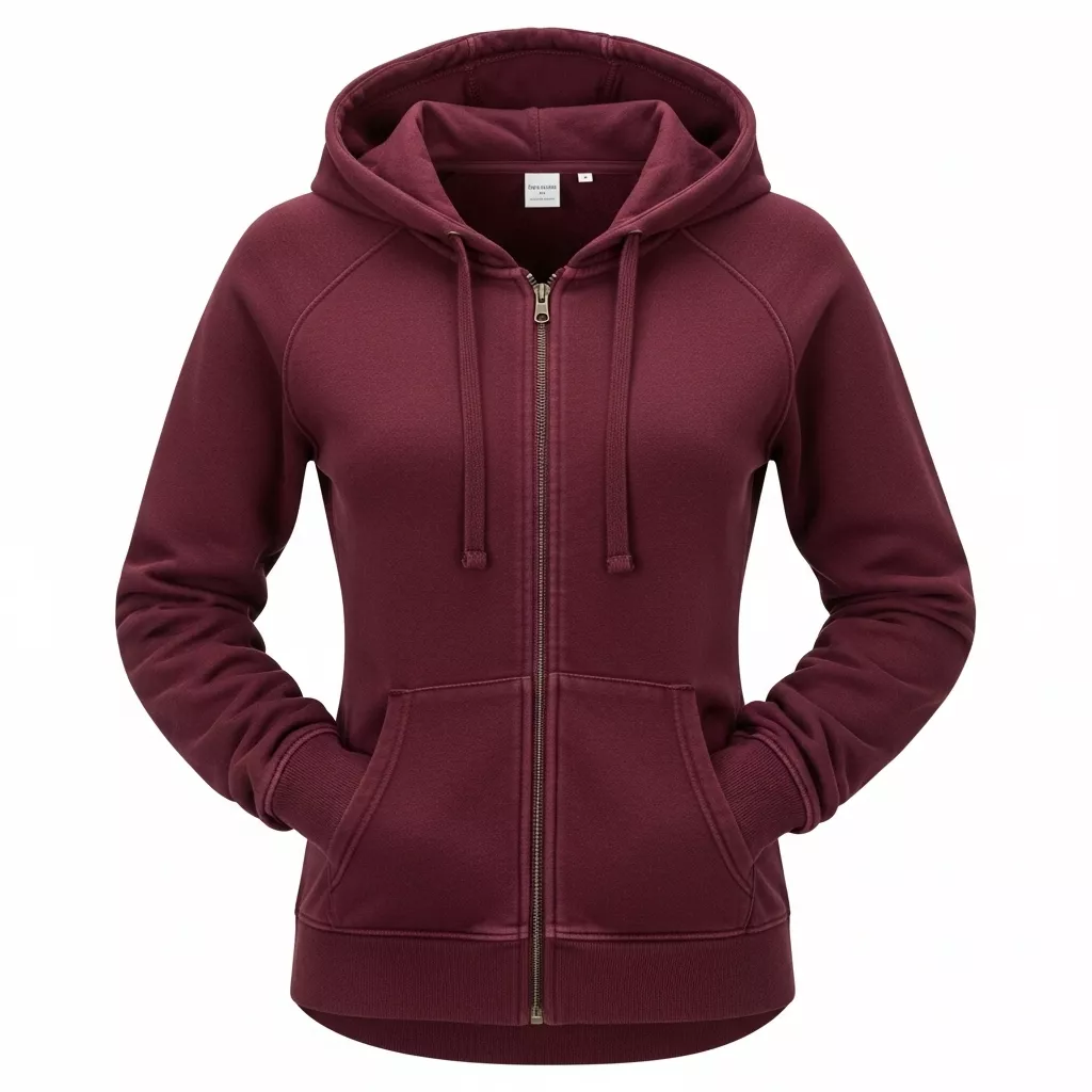 Maroon Zip Hooded Sweatshirt