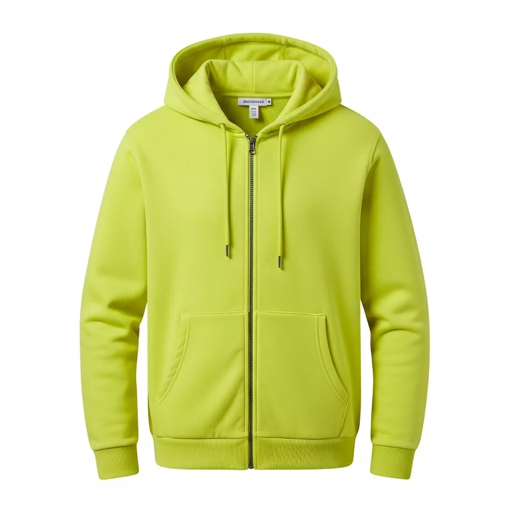 Neon Green Zip Hooded Sweatshirt