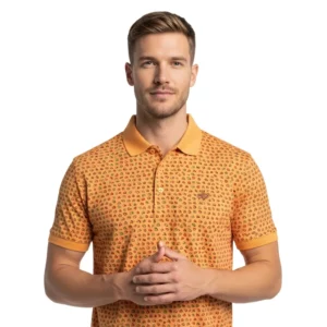 Men Orange Polo T-Shirt