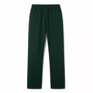 Green Open-Bottom Sweatpants with Pockets