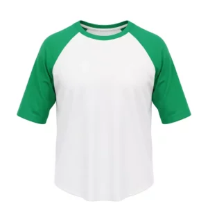 Green and White Three-Quarter T-Shirt