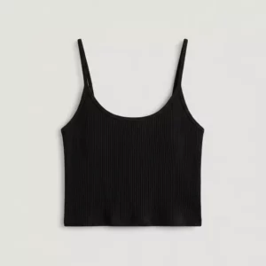 Black Women’s Micro Rib Spaghetti Tank