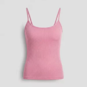 Pink Women’s Micro Rib Spaghetti Strap Tank