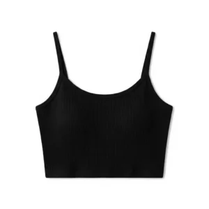 Black Women’s Micro Rib Spaghetti Strap Tank