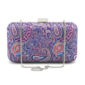 vendor of women clutch bags in printed artificial leather